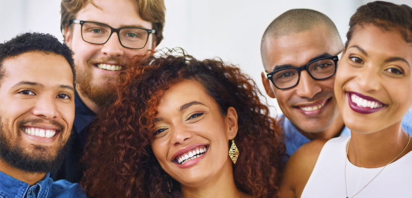Image of a group of happy and diverse people.